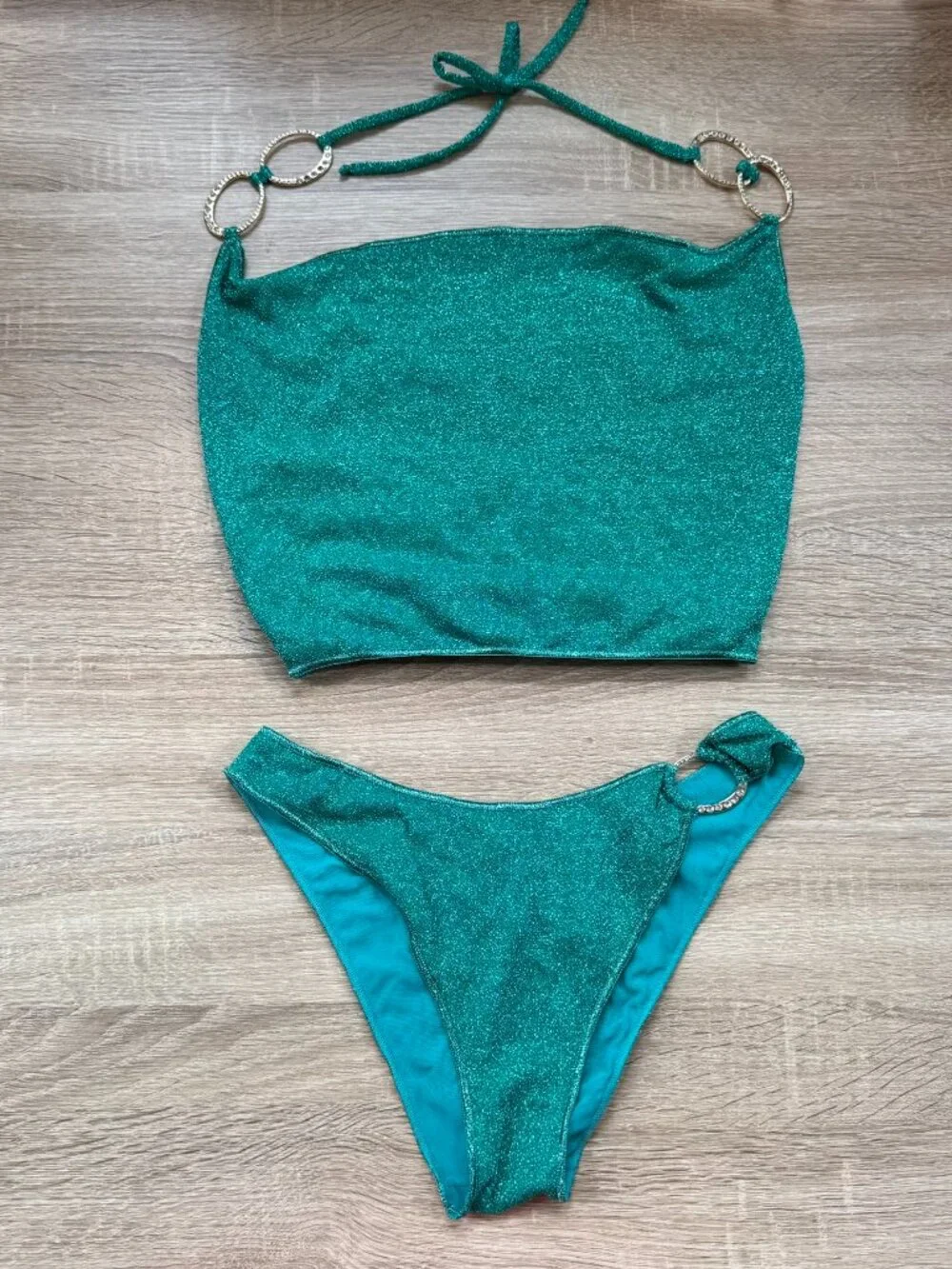 Oseree Lumiere O-Gem Two-Piece Tankini Swim Set Aguamarine